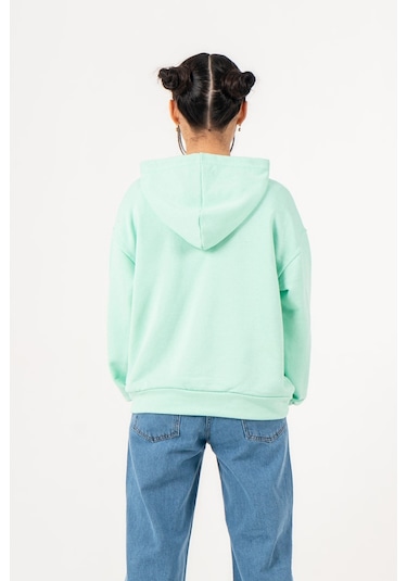 Kız Çocuk Labubu Baskılı 3 İplik Kışlık Şardonsuz Sweatshirt 4540 Mint