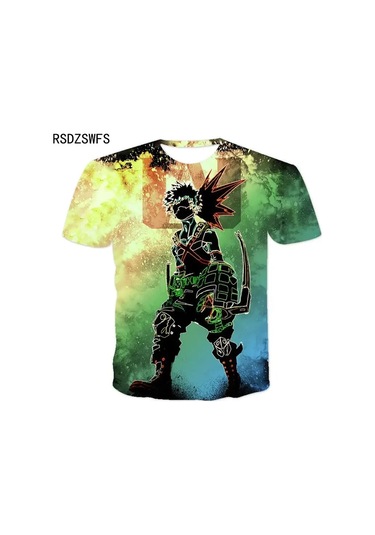 Snapbuy Benim Kahraman Akademi Boku Hiçbir Kahraman 3d Baskılı T-shirt - Erkek Kadın Çocuk Anime Streetwearordu Yeşil Ordu Yeşil