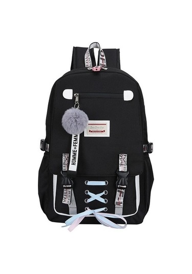 Usb Şarj Bağlantı Noktasına Sahip Kız Sırt Ortaokul Öğrencisi Okul Çantası 4ncord Beyaz - Siyah