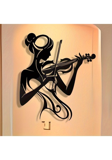 Homyl Kemancı Kadın Silüet Sanatı Duvar Askısı Banyo İçin 26x30cm