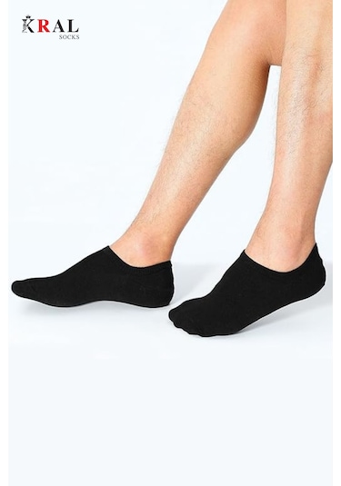 Kral Socks Kadın - Erkek Pamuklu Terletmez 10'lu - 10 Çift Yazlık Görünmez Çorap Siyah