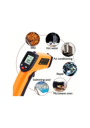Dashanshop Gm320 Temassız Dijital Laser Kızılötesi Termometre -50c 380c Anında Okuma Yemek Yağ Barbekü