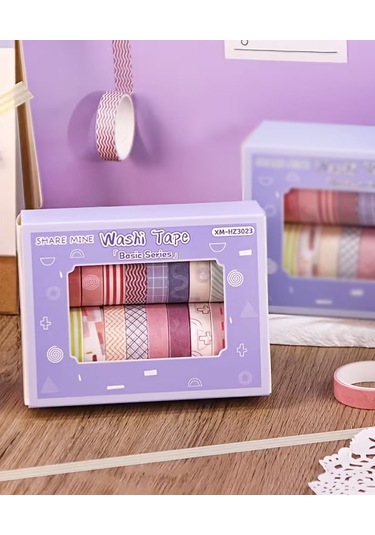 Share Vintage Washi Tape Bant Yapışkanlı Maskeleme Kağıdı Desenli Bant 20'li - Basic Seri Desenler 1