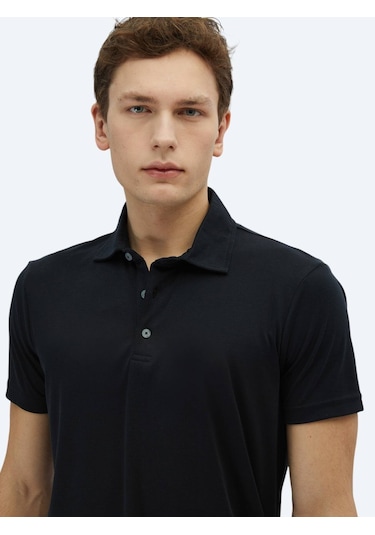 Siyah Düz Polo Yaka T-shirt Siyah