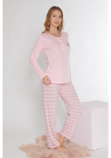 Uzun Kol Pijama Takımı Alperi 790-81 Pembe
