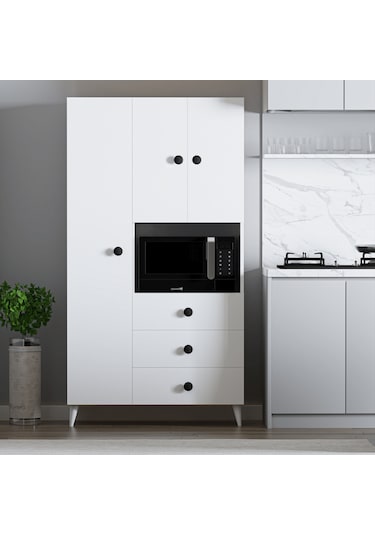 Çok Amaçlı Mutfak Mikrodalga Fırın Dolabı Beyaz