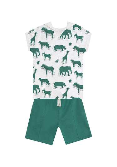 Denokids Mshb&g Animals Erkek Çocuk T-shirt Şort Takım Çok Renkli