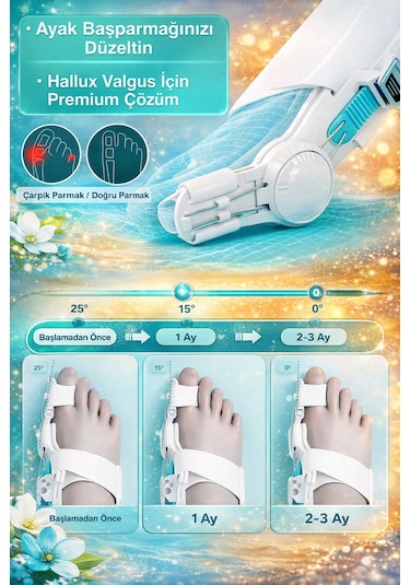 Tekli Ergonomik Ayak Baş Parmak Ateli Halluks Valgus Kemik Düzeltme Aparatı Ortopedik Atel