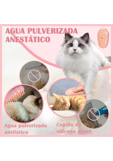 Hombey Kedi Köpek Saç Dökülmesini Azaltan Elektrikli Buhar Spreyli Fırça - Saç Çabuklanmasını Önleyen, Saçları Parlatıcı Kedi Ayak Desenli Pembe