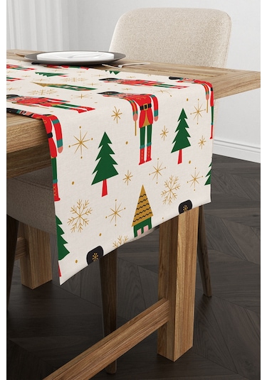 Kırmızı Yeşil Yılbaşı Temalı Dijital Baskılı Runner Cgh795-Rn