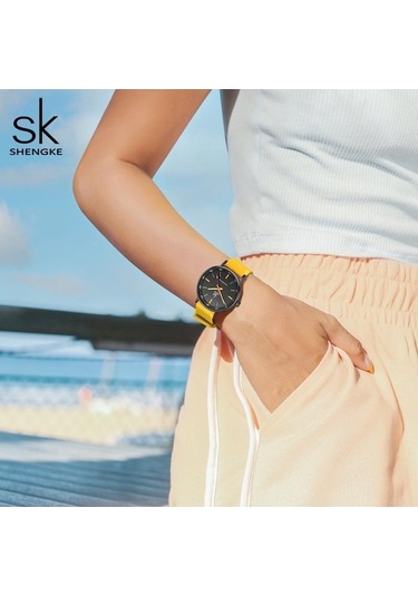 Novahub Siyah Shengke Spor Kadın Saat, Yeni Tasarım Sk Kuvars, 34mm Yuvarlak Kadran, Siyah Silikon Kayış, Kadın İçin, Ce Sertifikalı Çok Renkli