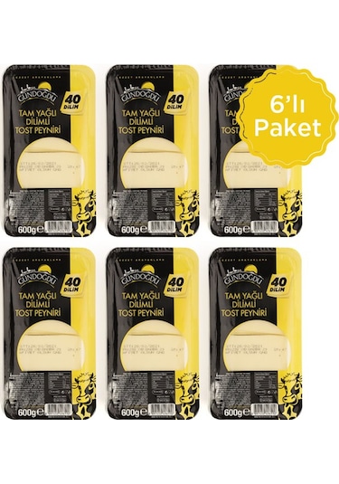Gündoğdu Dilimli Kaşar Peyniri 600gr 6'lı