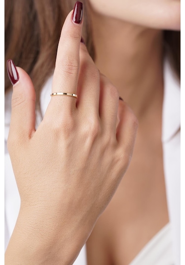 22 Ayar Görünümlü 14 Ayar Altın Ajda Yüzük Yzk6718 Koyu Sarı