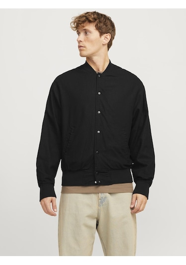 Beyzbol Yaka Nervürlü Mansetler Otw Bomber Ceket - Ario - 12268716 Black