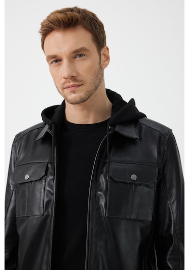Renato Siyah Deri Ceket 001
