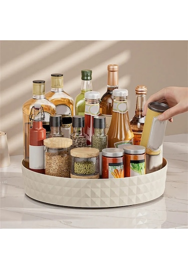 Geeksen Çok Amaçlı Döner Düzenleyici Tepsi: Mutfak, Banyo Ve Ofis Organizasyonu İçin Pratik Çözüm Beyaz