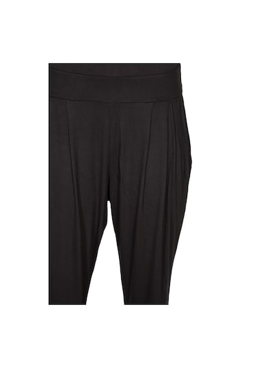 Barem Kadın Şule Pileli Düz Renk Penye Siyah Pantolon Siyah