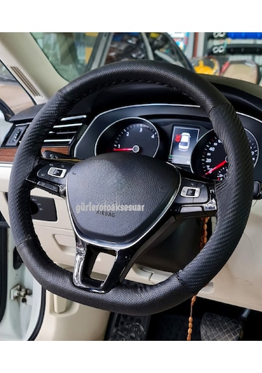 Fiat Egea Uyumlu Dikmeli Direksiyon Kılıfı Noktalı-Karbon Siyah