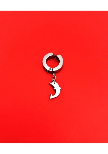 Tükkan Accessories 316l Cerrahi Çelik Yunus Figür Kıstırmalı Çelik Küpe-çlkgfkü17