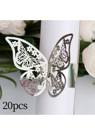 Suntek 20x Kağıt Peçete Halkaları Dekor Sahipleri Serviette Yansıtıcı Gümüş