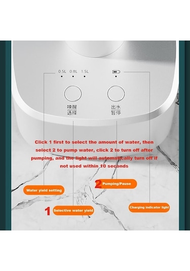 Maoyaya Siyah Şarj Edilebilir Su Pompası, Otomatik Galon Dağıtıcı, Masaüstü Standı Ile 4w Siyah