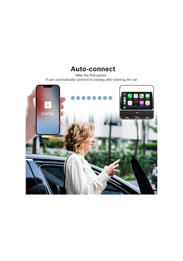 Maiyame Apple İphone İçin Kablosuz Carplay Dönüştürücü, Araç İçin Akıllı Multimedya Adaptörü, Siyah Kare Desenli, Usb/type-c Desteğiyle Kolay Kurulum
