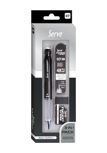 Serve Deep 3'lü Okul Seti - Metalik Siyah 07mm