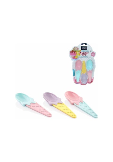 Karnaval Dondurma Kaşığı 3 Adet L716 Ahşap - Şeffaf