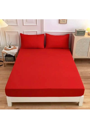 Ranforce Kumaştan Kırmızı Renkli Tek Kişilik Çarşaf Takımı