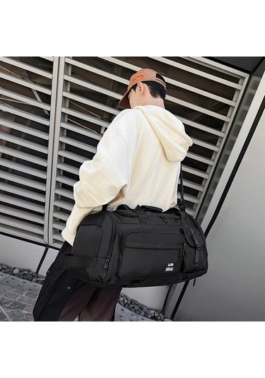 Sandwich Motion003 Siyah Erkek Spor Çantası Omuz Askılı Büyük Kapasiteli Çapraz Bag Gym Seyahat Siyah