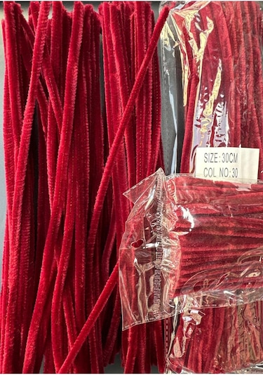 Şönil 30 Cm Bordo A030 Şönil Tüylü Hobi Çubuğu - 100'lü Paket