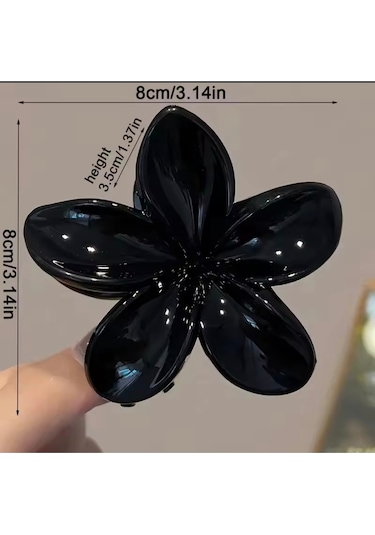 4 Adet Kadın Siyah Lotus Toka