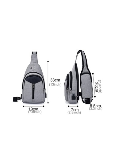 Artfulabode Unisex Usb Şarjlı Göğüs Çantası Koyu Gri