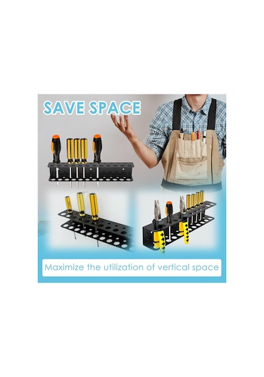 Jeehugo Demir 23 Delikli Duvar Tipi Tornavida Tutucu - Çok Amaçlı Araç Organizatörü Ve Boşluk Tasarrufu Diğer