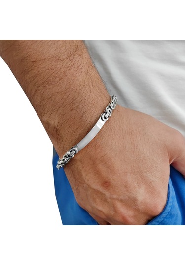 Chavin Kral Model 6 Mm. Gri Çelik Künye Erkek Bileklik Et98by