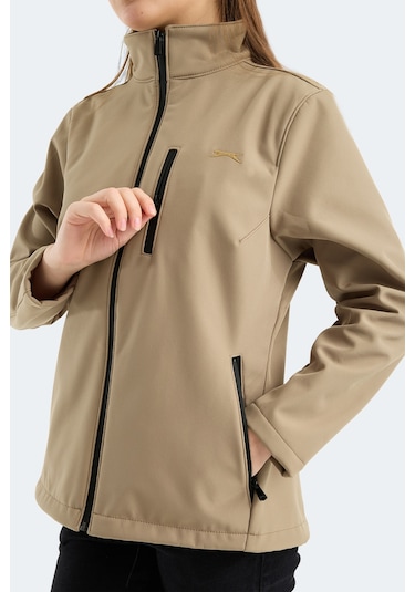 Slazenger Hıp Style Kadın Dik Yaka Fermuarlı Bej Mont & Kaban Bej