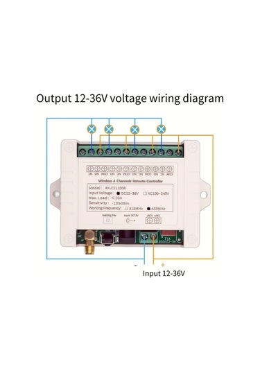 Motion003 Kod Ak-c211008 F22h 12v 36v 4 Kanal 433mhz Uzaktan Kablosuz Kontrol Anahtarı Garaj Kapısı Açacağı Motor Işık Anahtarları İçin