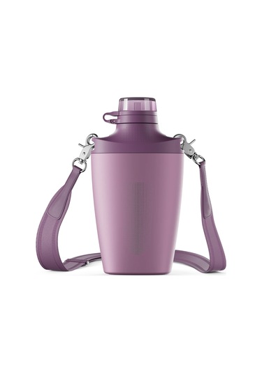 23oz Paslanmaz Çelik Seyahat Şişesi Taşınabilir Spor Su Şişesi Omuz Askılı Mor