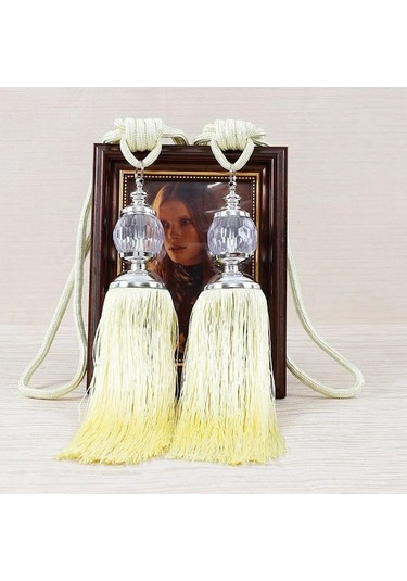 Ebitda 2 Adet 66cm Perde Bağı Püskül Seti - Plastik & Polyester - Kullanışlı Perde Askı Seti