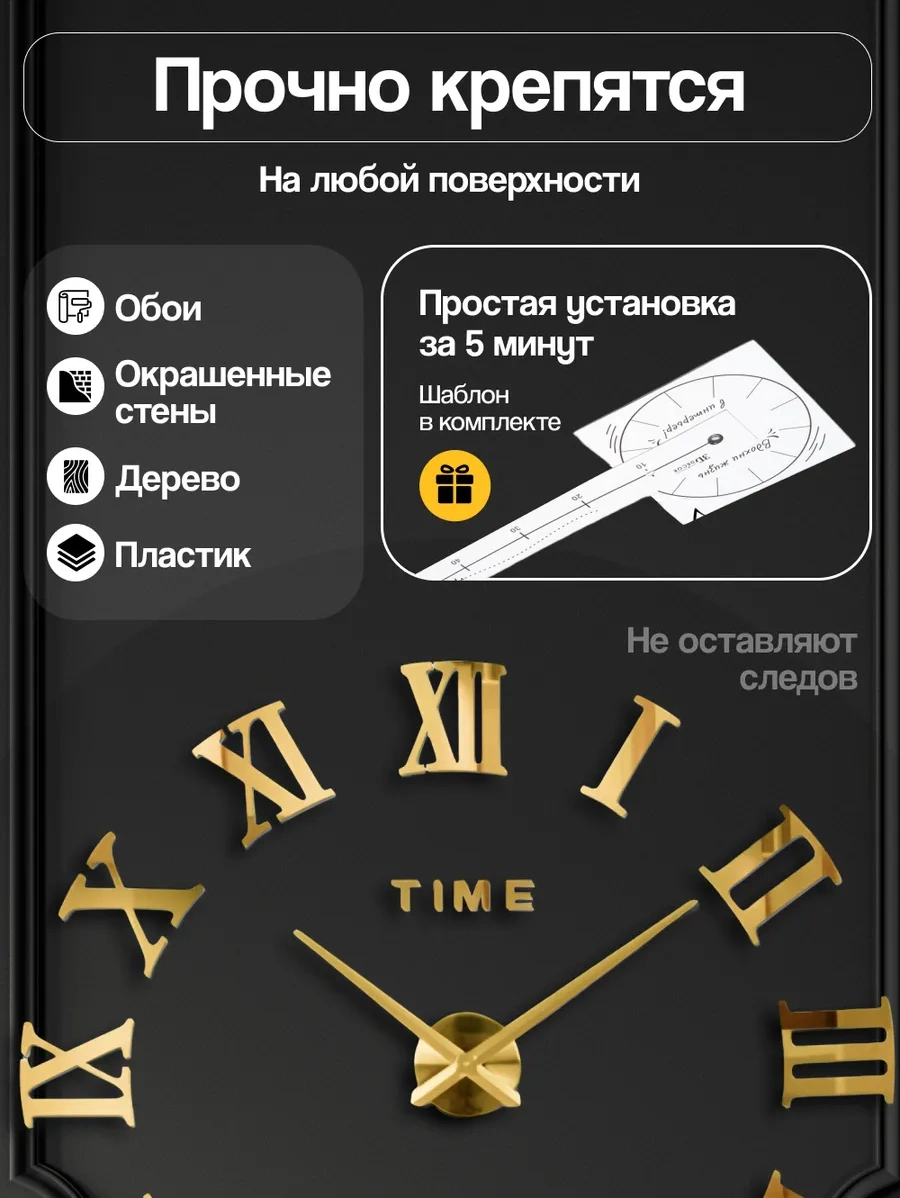 Casy Market 3d Dijital Rakamlı Dekoratif Büyük Duvar Saati 320451078 Altın Rengi