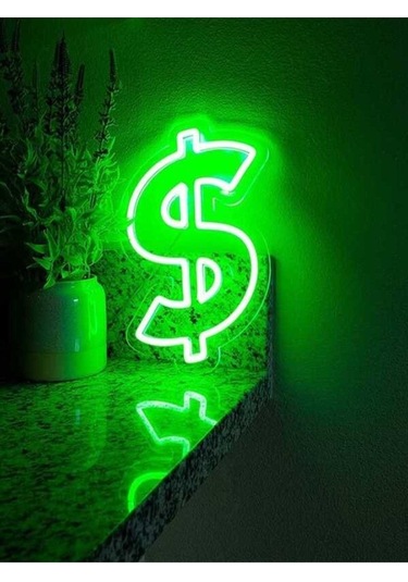 Twins Led Dolar Şekilli Neon Pleksi Tabela Yeşil Model:model:16233366