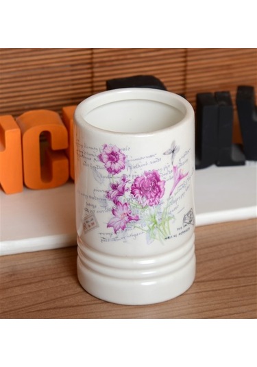 Porselen Banyo Seti Diş Fırçalığı Beyaz