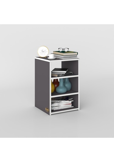 Kenzlife Komodin Panpan Gri 60 39 39 Komidin Kitaplık Ayakkabılık Beyaz