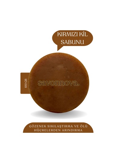 Doğal Kırmızı Kil Sabunu, Doğal Peeling Etkisi, Hasar Görmüş Ciltler İçin Sabun 100gr