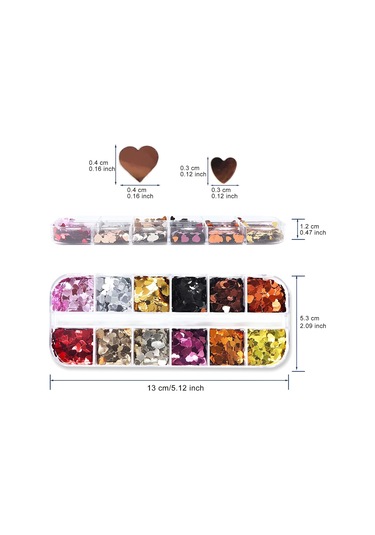 Metalik Renkli Kalpler Tırnak Süsleme Folyo Pulları Mix Nail Art