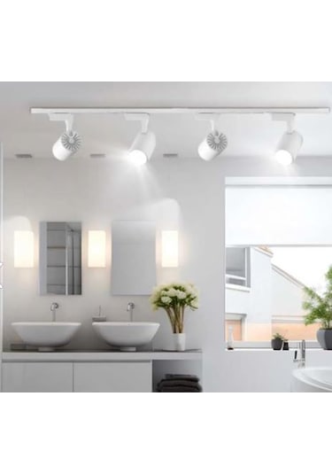 4 Adet Dekoratif Led Ray Spot + 1 Metre Ray Beyaz Kasa Günışığı
