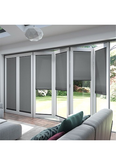 Koyu Gri 09-13 Plise Perde - Katlanır Cam Balkon Perdesi Koyugri