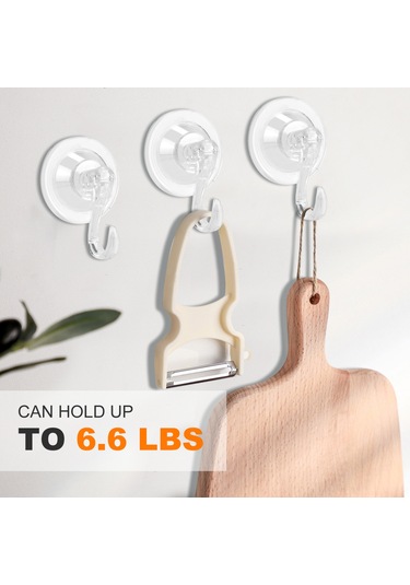 Konesam Tekrarlı Kullanımlı Şeffaf Suction Cup Hooklar 4 Adet - 3 Kg Yük Taşıma - Mutfak, Banyo, Ofis İçin Sıkıca Tutan Duvar/ Pencere Asıcı Şeffaf
