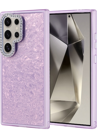 Galaxy S24 Ultra Kılıf Taşlı Tasarımlı Zore Kapi Kapak Lila