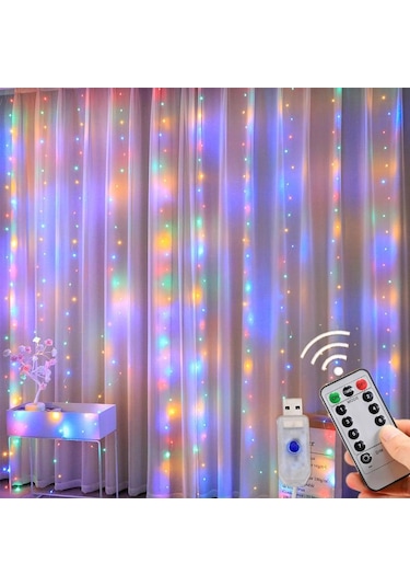 Çok Renkli Perde Led Dize Işık Garland Festivali Noel Dekorasyonu 8 Mod Usb Uzaktan Kumanda Dize Tatil Dekoratif Led Işık 56977863